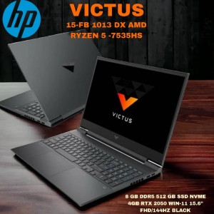 لابتوب HP VICTUS 15-FB 1013 DX AMD RYZEN 5 -7535HS 8 GB DDR5 512 GB SSD NVME 4GB RTX 2050 WIN-11 15.6" FHD/144HZ BLACK